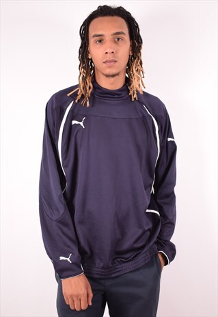 PUMA MENS VINTAGE TRACKSUIT TOP XL NAVY BLUE 90S
