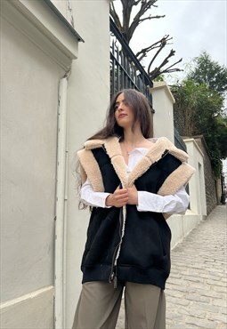 Kzell  Sleeveless aviator style jacket Oversize in Black