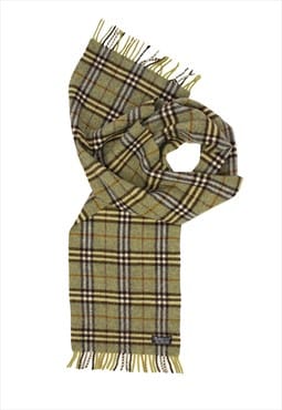 Vintage Burberry check wool scarf green