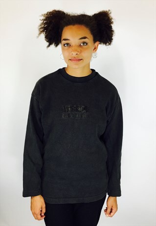 VERSACE EMBROIDERED GREY RIBBED SWEATSHIRT