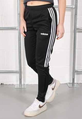 VINTAGE ADIDAS JOGGERS IN BLACK LOUNGE SPORTS TRACKIES XS