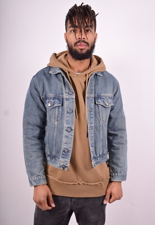 MENS VINTAGE DENIM JACKET SMALL BLUE 90'S