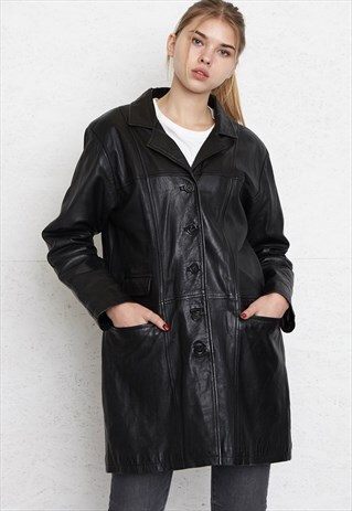 VINTAGE BLACK LEATHER COAT