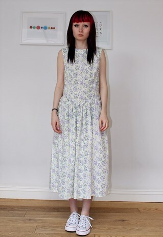 80S COTTON SUMMER DRESS WITH FLOWER PRINT