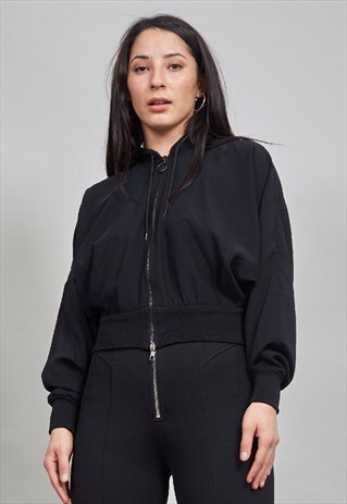 VINTAGE BLACK CROPPED BATWING HOODIE