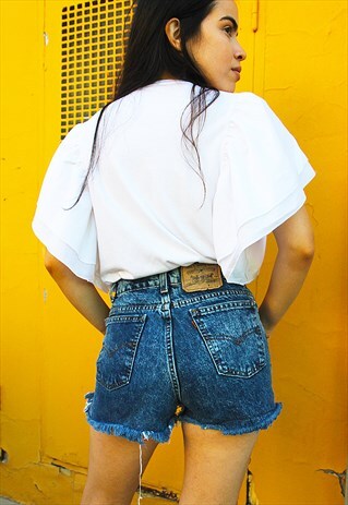 ORIGINAL LEVI'S BLUE ACID WASH HIGH WAISTED DENIM MOM SHORT