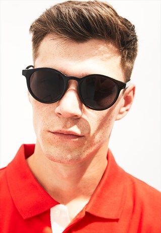 LUNA - CLASSIC ROUND BLACK SUNGLASSES
