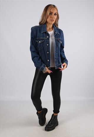 VINTAGE DENIM JACKET HIGHLANDS FITTED UK 10 S (9B3H)