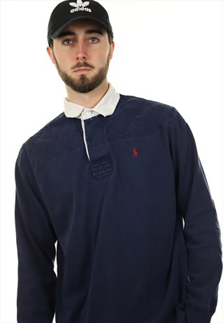 VINTAGE RALPH LAUREN RUGBY POLO SHIRT BLUE