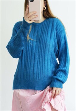 Electric Blue Mohair Knitted Jumper Sweate