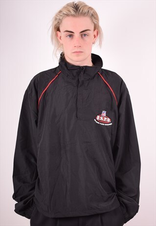 MENS VINTAGE PULLOVER JACKET 2XL BLACK 90S