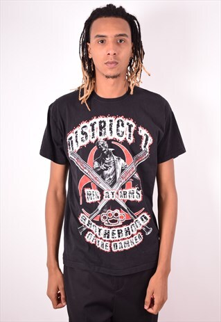 MENS VINTAGE DISTRICT T-SHIRT TOP XL BLACK 90S