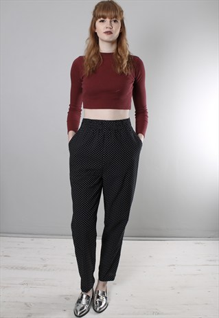VINTAGE 90S POLKA DOT HIGH WAISTED TAPERED TROUSERS