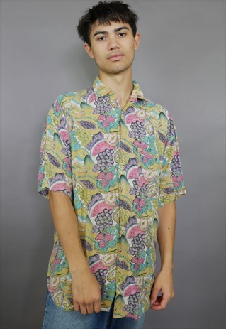90'S FRUIT WATERMELON PATTERNED SHORT SLEEVED SHIRT