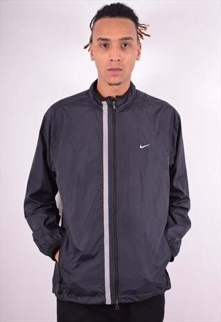 NIKE MENS VINTAGE TRACKSUIT TOP JACKET LARGE BLACK 90'S