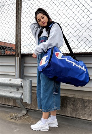 RARE 90S CHAMPION DUFFLE BAG WEEKEND BLUE