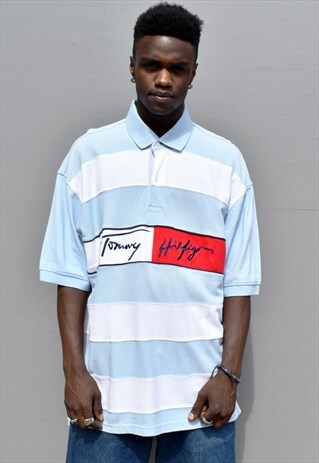 VINTAGE 90S TOMMY JEANS HILFIGER STRIPE POLO