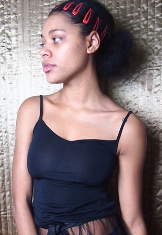 BLACK CAMI MINIMAL CROP TOP