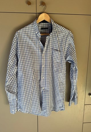 Vintage Blue and White Checked Shirt. Size M 39/40