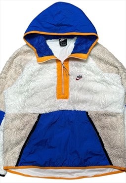 Vintage Nike MENS Sportswear Jacket Sail Royal Blue Sherpa