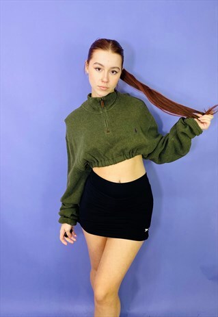 cropped quarter zip sweatshirt