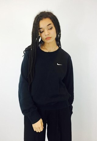 NIKE BLACK EMBROIDERED SWOOSH SWEATSHIRT