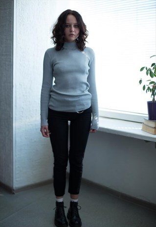 VINTAGE 90'S GREY RIBBED LONG SLEEVED TOP