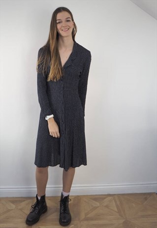 VINTAGE NAVY POLKA DOT DRESS
