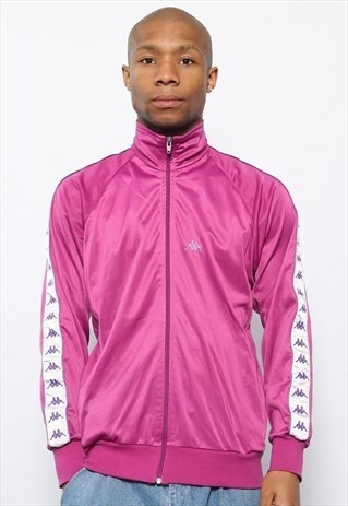VINTAGE KAPPA TAPE LOGO TRACK JACKET TOP PINK