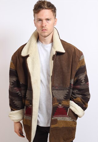 VINTAGE AZTEC FLEECE LINED JACKET