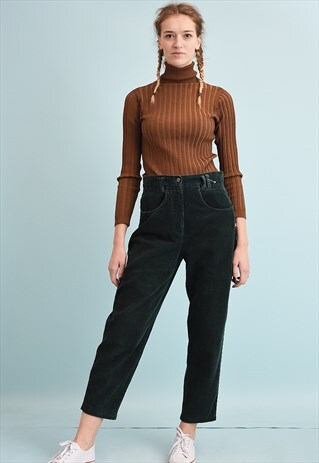 90'S RETRO REGULAR WAIST CORDUROY SHORT CUT TROUSERS