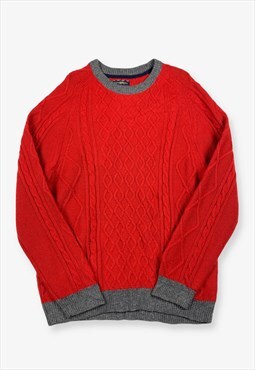 Vintage Club Room Cable Knit Jumper Red XL