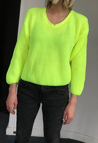 VINTAGE 90' COOL CRAZY UNISEX NEON YELLOW JUMPER