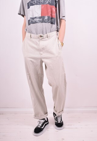TOMMY HILFIGER MENS VINTAGE TROUSERS W33 L32 BEIGE 90'S