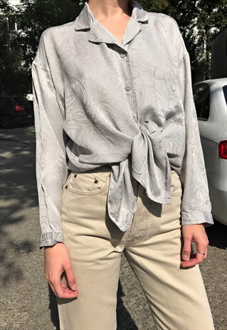 GREY SILK PATTERNED SHIRT
