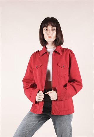asos red denim jacket
