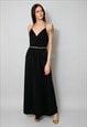 70'S JOHN CHARLES LONDON BLACK GOLD EVENING MAXI DRESS 