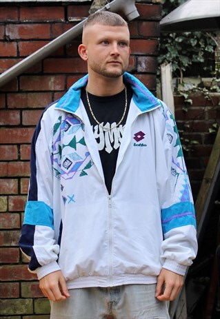 VINTAGE FUNKY PRINT BORIS BECKER LOTTO TENNIS JACKET XXL