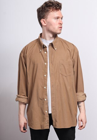 VINTAGE CORDUROY CORD SHIRT BROWN