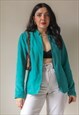 VINTAGE 90S FAUX SUEDE JACKET IN GREEN