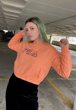 Vintage 90s Fila Orange Embroidered Sweatshirt