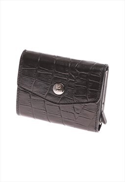 Men's Leather Crocodile Pattern Wallet - Black