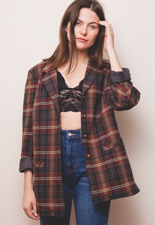 VINTAGE OVERSIZE CHECKED BLAZER