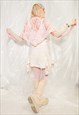 VINTAGE CROCHET SCARF 80S OVERSIZED HOOD IN PASTEL PINK