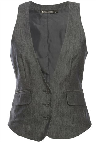 VINTAGE DENIM EFFECT WAISTCOAT - M