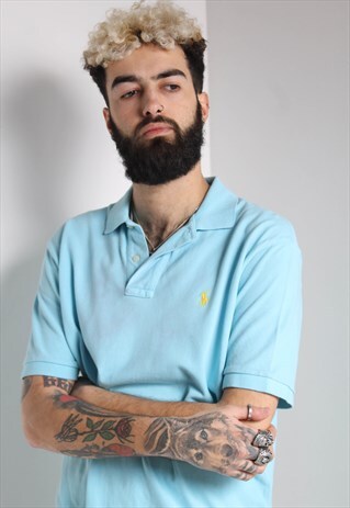 VINTAGE POLO RALPH LAUREN POLO SHIRT BLUE