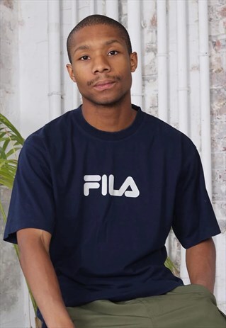 VINTAGE FILA BIG LOGO T-SHIRT NAVY BLUE