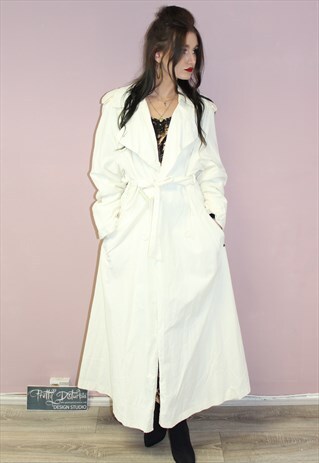 VINTAGE STYLE GENUINE FOUR SEASONS MAXI CREAM TRENCH COAT