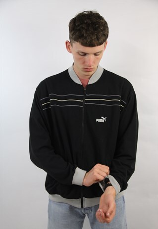 VINTAGE PUMA BLACK PATTERN SPORTS JACKET