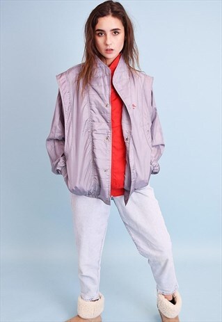 80'S RETRO ATHLEISURE SPORTS OVERSIZED BOMBER JACKET TOP